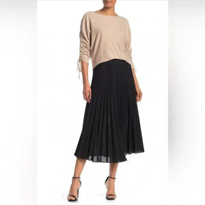 Max Studio black pleated midi skirt
